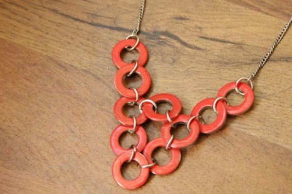 Maxi colar com argolar de madeira